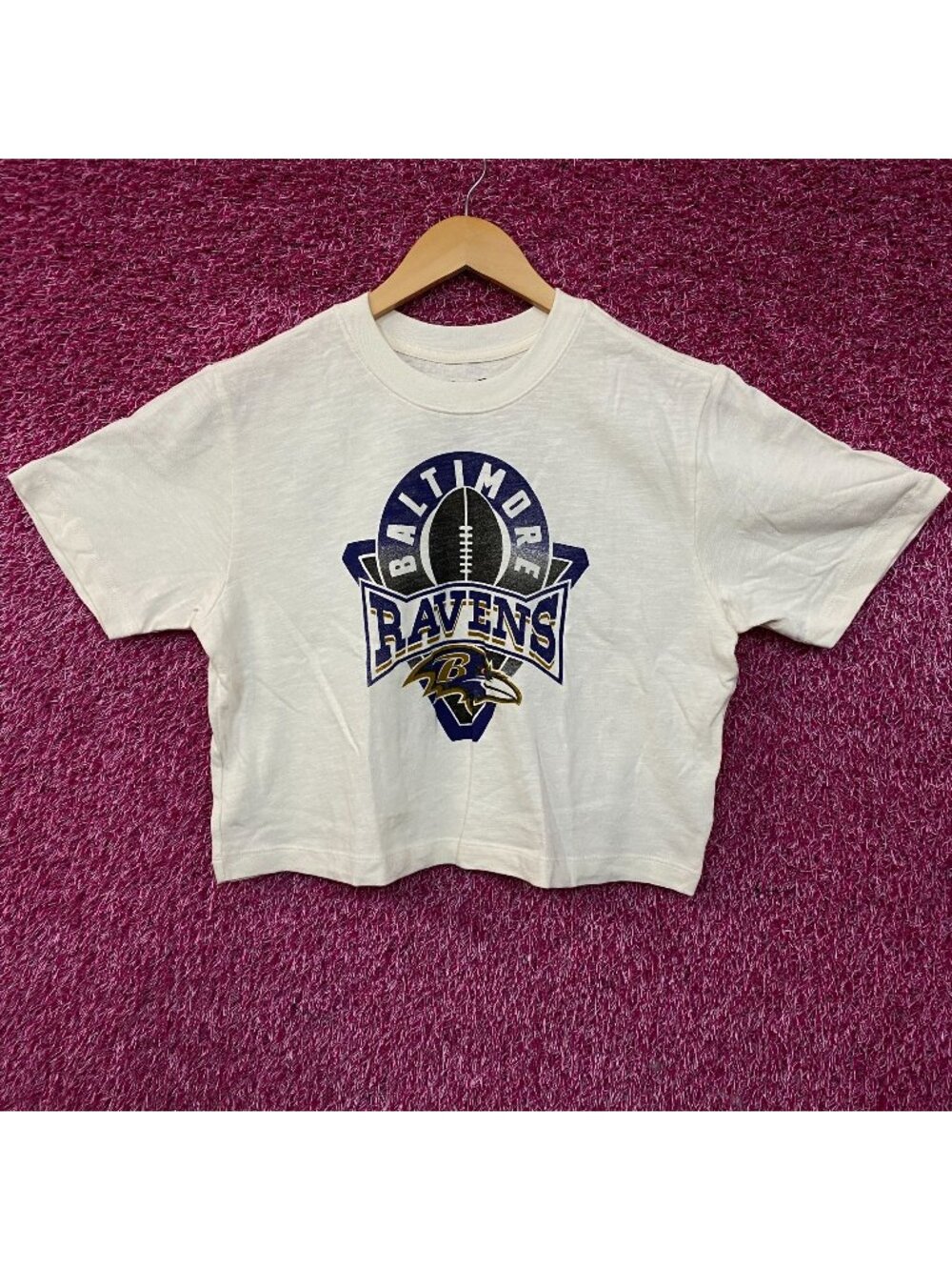 Junk Food Clothing Baltimore Ravens Women's Mock Neck Crop T-Shirt Small
